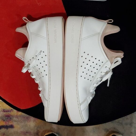 Michael Kors Platform Ace Sneaker in White & Blush Pink Rose Gold Size 7.5 - Picture 7 of 16
